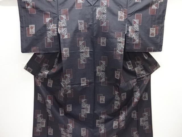 JAPANESE KIMONO / NISHIJIN DENSHO TSUMUGI / ENSEMBLE / WOVEN FLORAL PLANTS